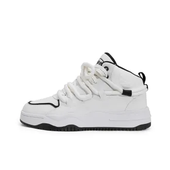 Seattle Palm Puffy Shoes High Top Skateboard Shoes Unisex White Black