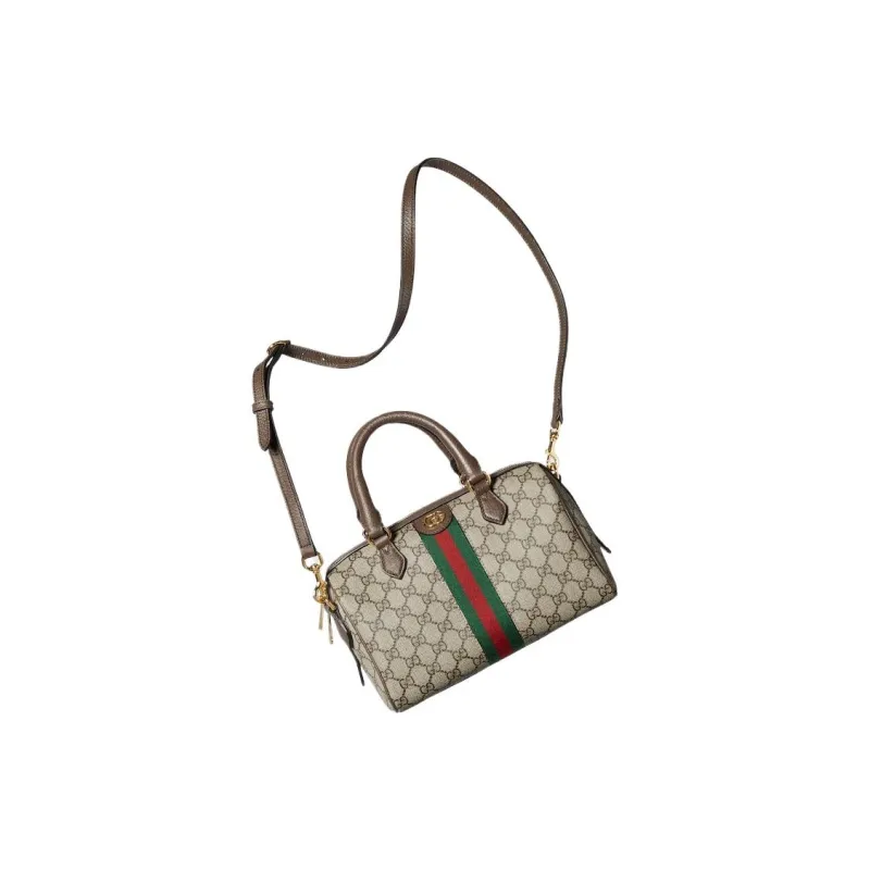 GUCCI Ophidia Canvas With Leather Binding One Shoulder Crossbody Canvas Bag Handbag Small Size Women's Brown-2