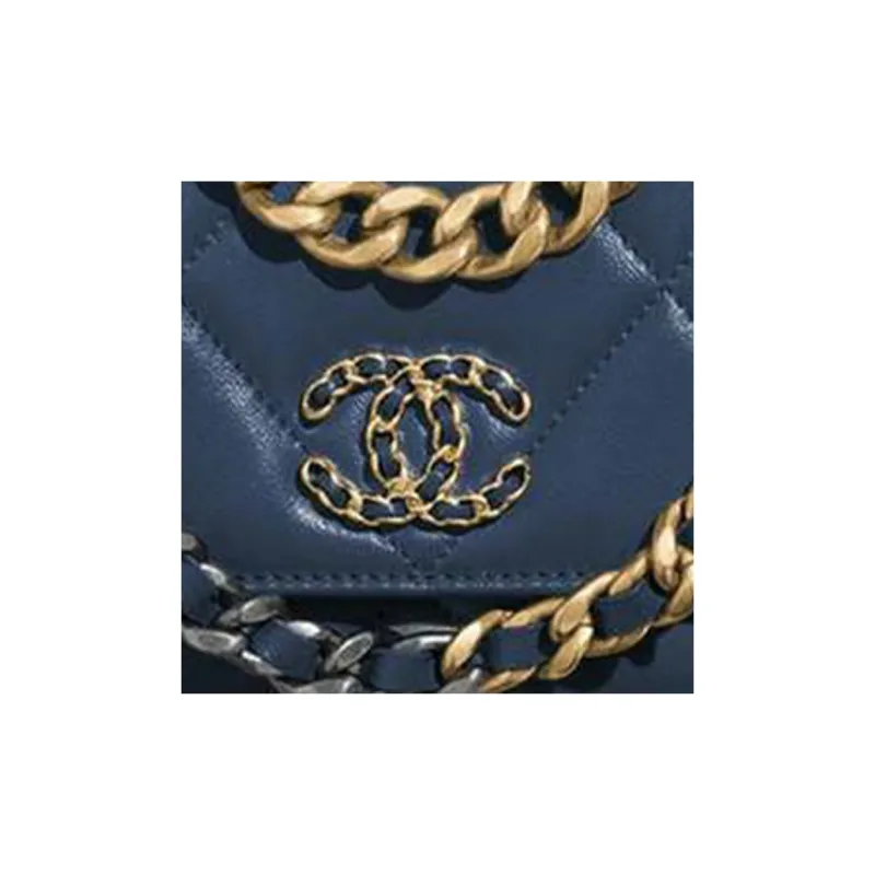CHANEL 19Bag Lambskin Shoulder Bag Women's Marine Blue-4