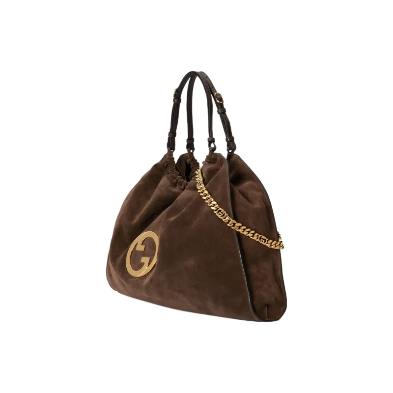 GUCCI Blondie Suede Tote Bag Shopping Bag Handbag Large Size Women's Brown-1
