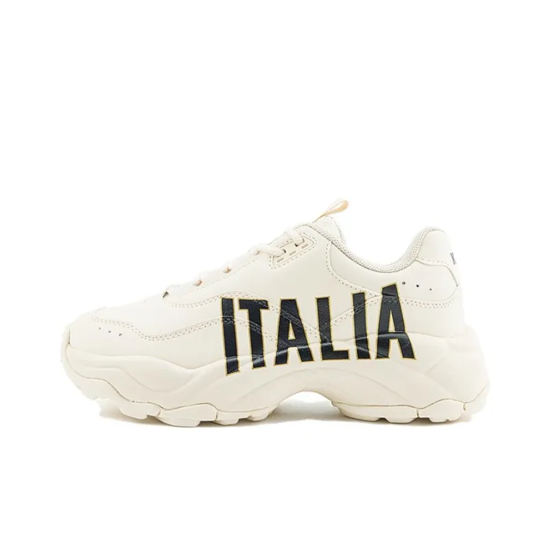 Kappa Cushioning Slip Resistant Low Top Chunky Sneakers Unisex Beige Black-0