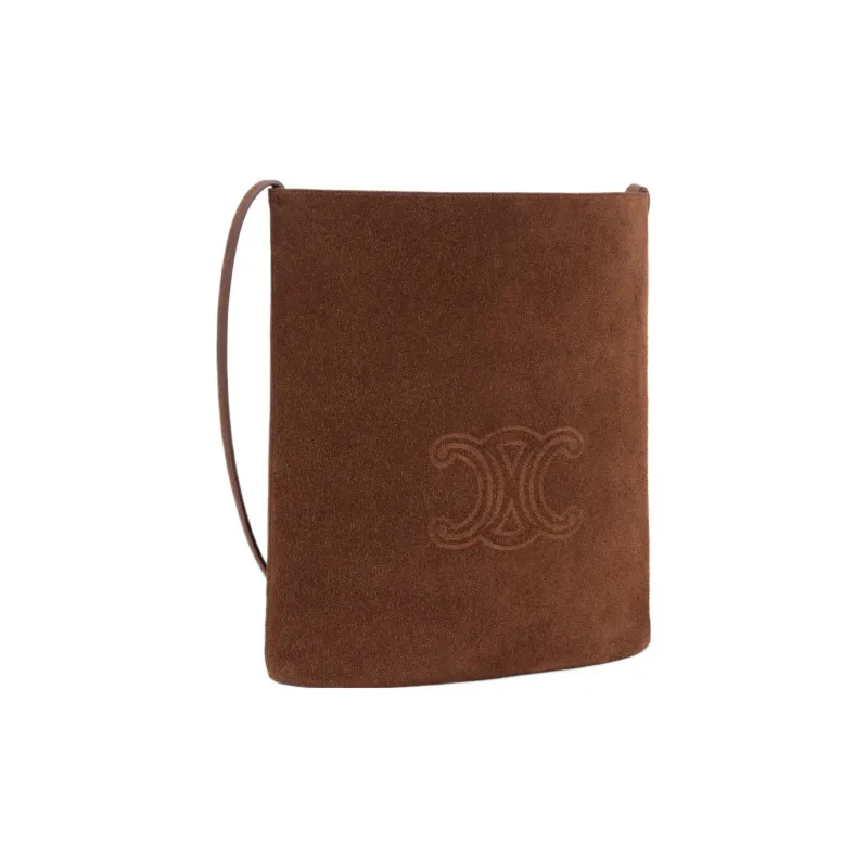 CELINE Triomphe Arc De Triomphe Cow Leather Suede Bucket Bag, Shoulder Bag, Crossbody Bag Men's Brown-2