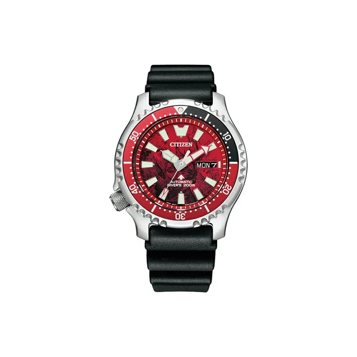 CITIZEN Automatic Mechanical Movement PU Strap Watch Men's Watches Red Watch Dial-0