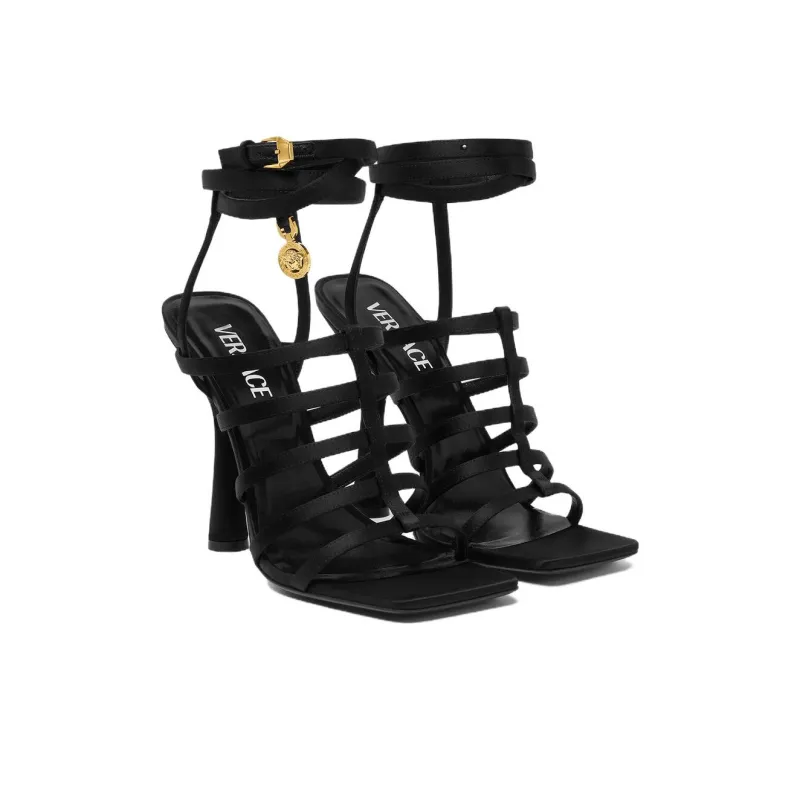 VERSACE Lycia 110mm Satin Sandals-2