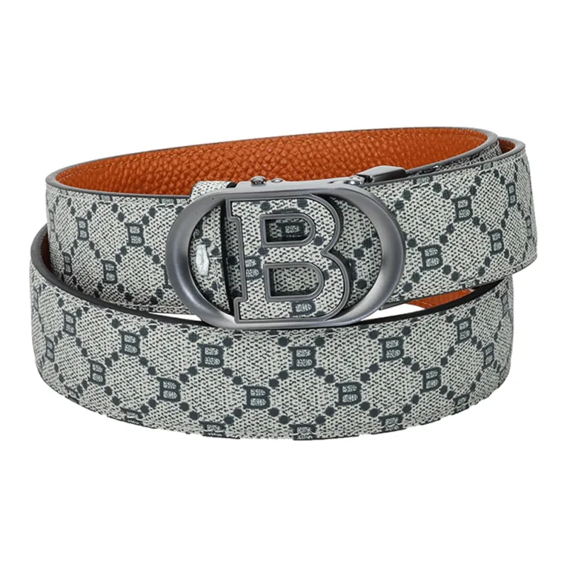 NINE NAIL Top Grain Cow Leather Genuine Leather Automatic Buckle Men's Belt Men's Width 3.5cm-0