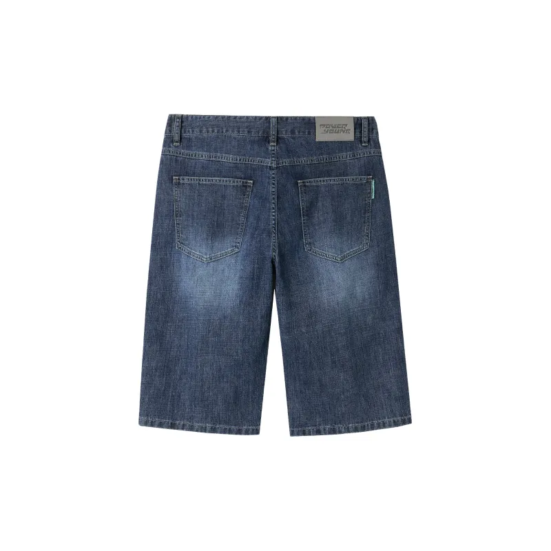 HLA Power Young Series Denim Shorts Men Blue Gray Denim Gradient Medium 29-1