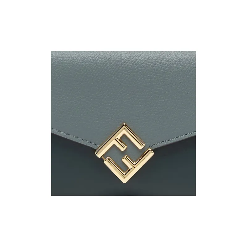 FENDI FF Diamonds Series Calfskin Shoulder Bag Crossbody Bag Wallet Regular Women's Green-4