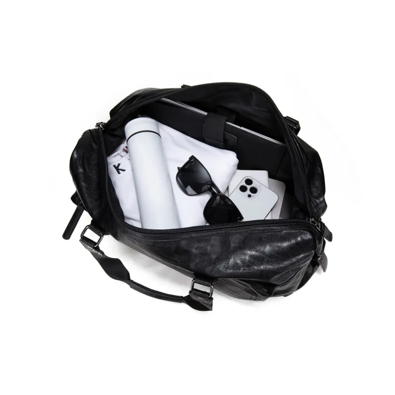 RUIGOR PU Storage Bag Gym Bag Regular Unisex Black-3