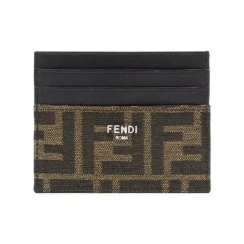 FENDI ROMA Calfskin Card Holder Men's Brown