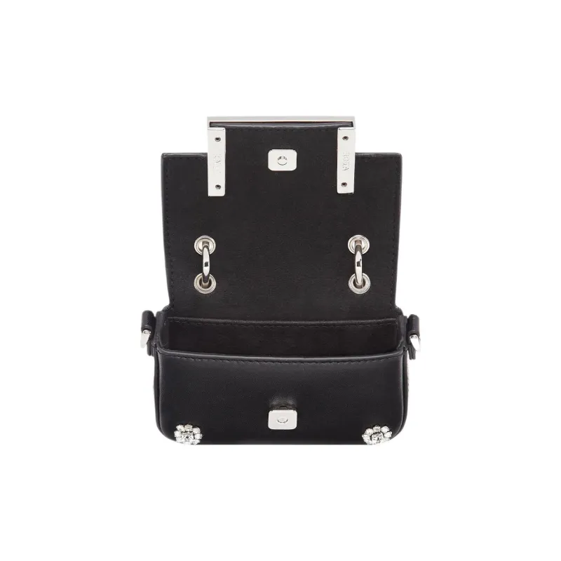FENDI Baguette Viscose Crossbody Handbags Extra Mini Women's Black-3