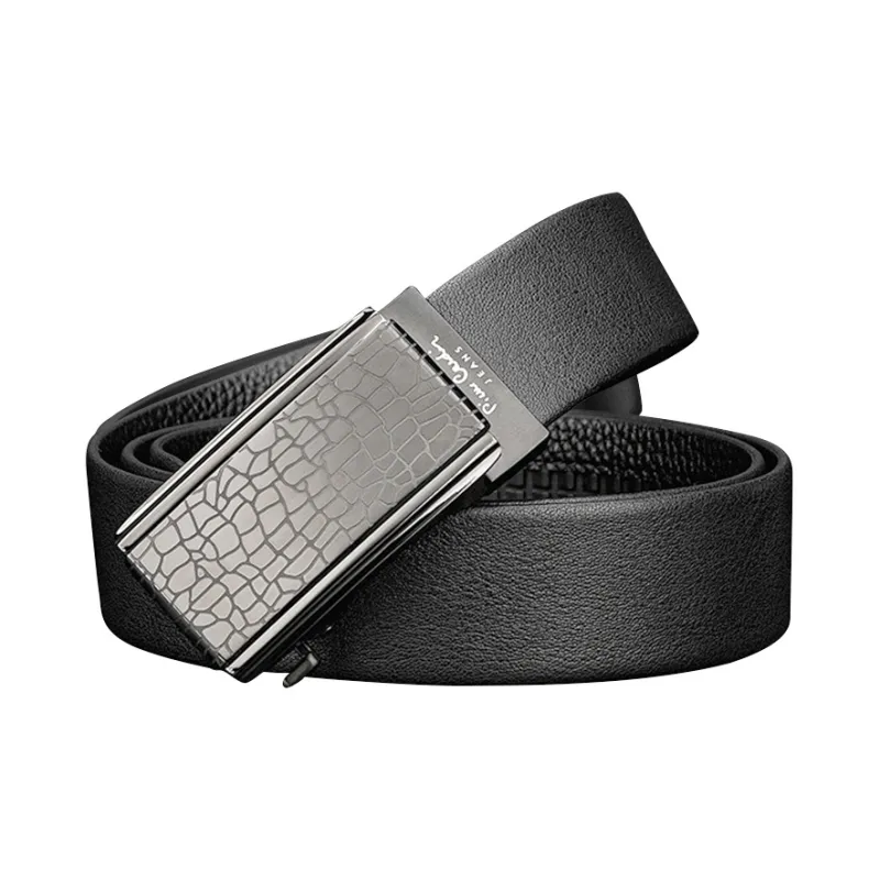 PIERRE CARDIN Men's Stainless Steel Automatic Buckle Belt Pants Cow Leather Belts Men's 3.4cm-1
