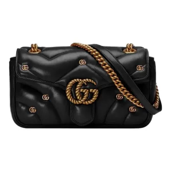 GUCCI GG Marmont Quilting Leather Crossbody Bag Shoulder Bag Women's Black