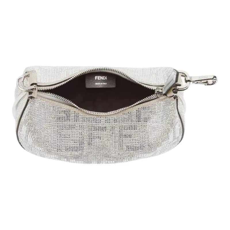 FENDI Fendigraphy Calfskin Crescent Bag Wrist Bag Mini Women's Silver-2