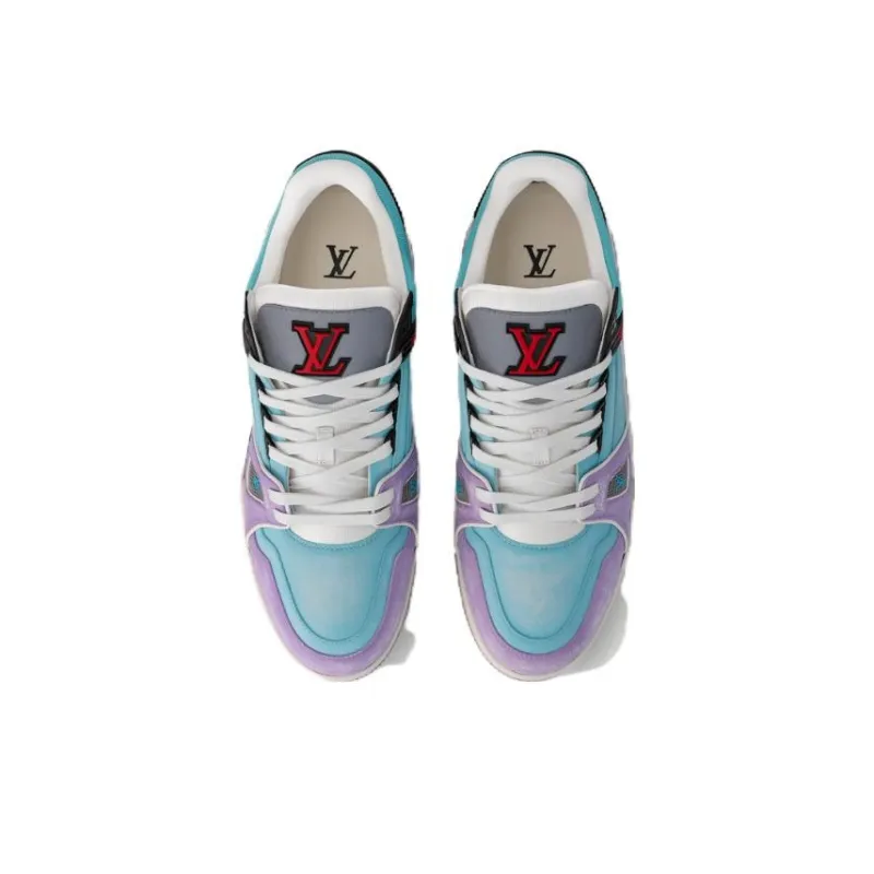 LOUIS VUITTON Trainer Low Top Skateboard Shoes Unisex Blue Purple-3