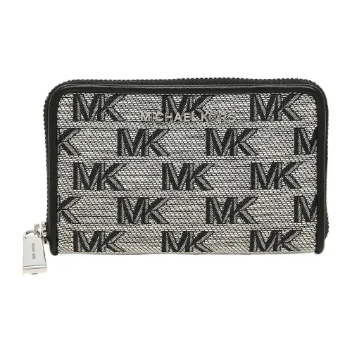 MICHAEL KORS Polyester-Cotton Blend Card Holder Wallet Small Size Women's Black Gray Color
