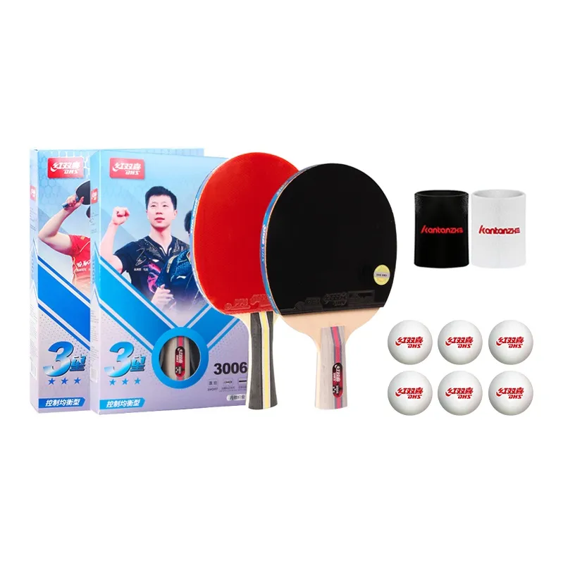 DHS Ping Pong Paddles Unisex Double Sided Inverted Rubber Wooden Black Red-18