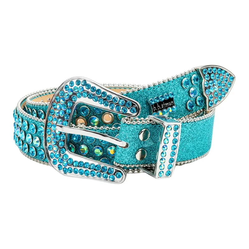 NINE NAIL 9 Section Spike Vintage Trendy Y2K Pin Buckle Stud Rhinestone Embellished Belt Belt Unisex Width  3.8cm-29