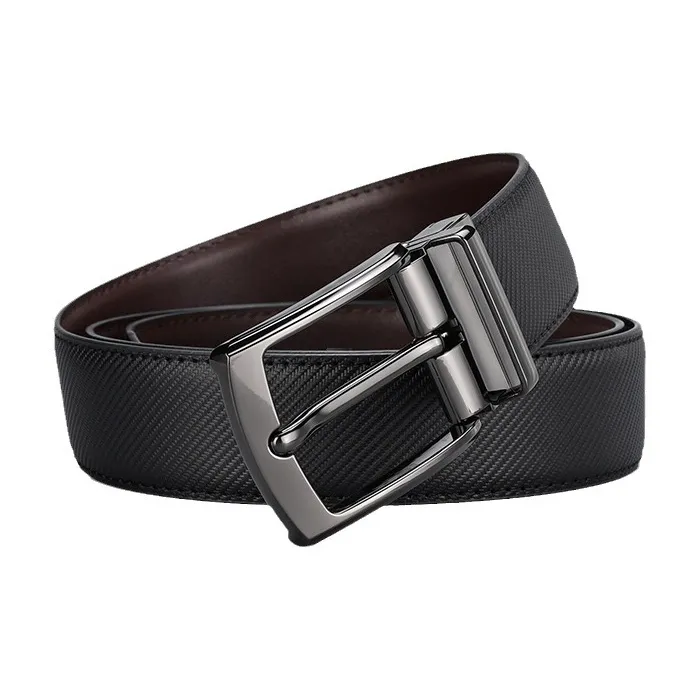 PISHUSHU Premium Selection Business Rotating Pin Buckle Cow Leather Leather Belts Men's Width 3.4cm-1