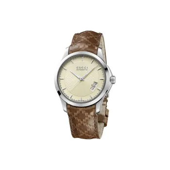 GUCCI Wrist Watch Automatic Mechanical Movement Leather Watch Bands 38mm Beige Watch Dial Unisex