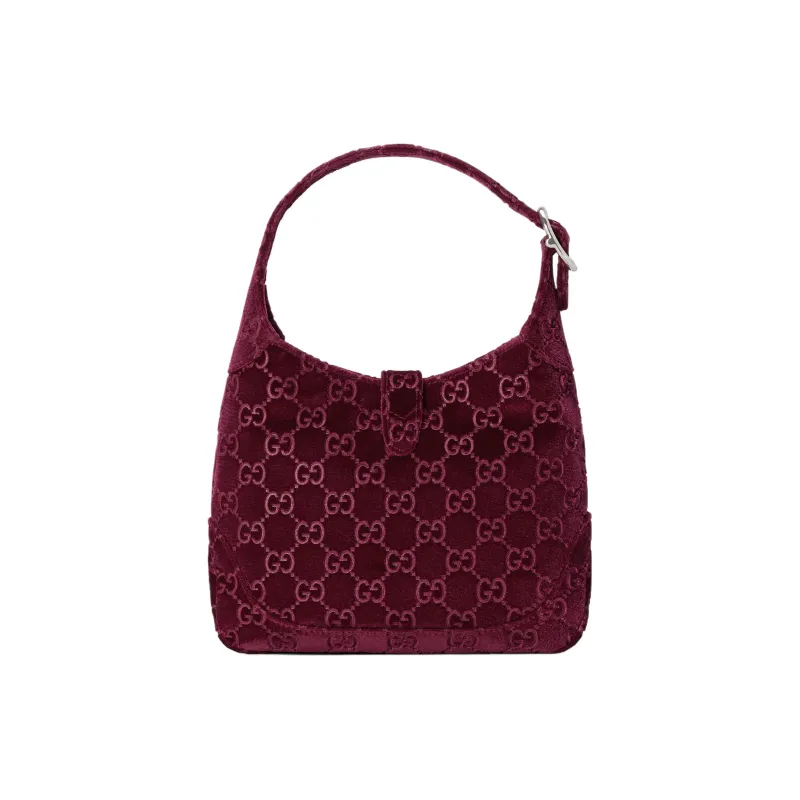 GUCCI Jackie 1961 Velvet Handbag, Shoulder Bag Women's Burgundy-3