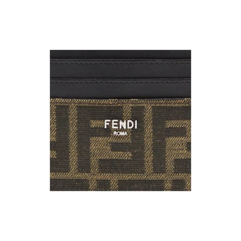 FENDI ROMA Calfskin Card Holder Men's Brown-3