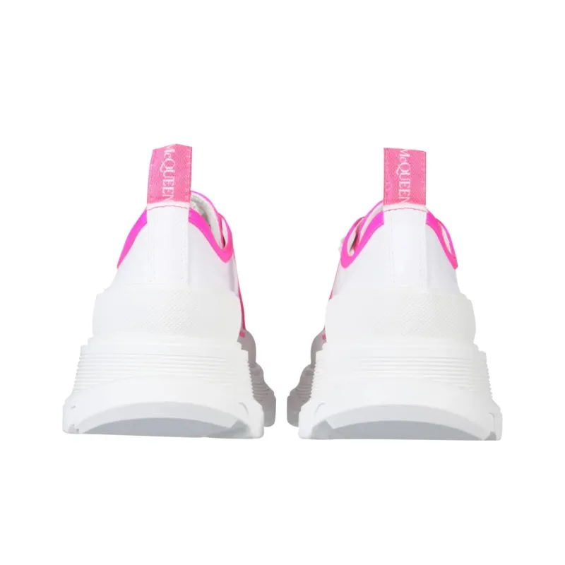 Alexander McQueen Tread Slick Lace Up 'White Neon Pink' Women's-3
