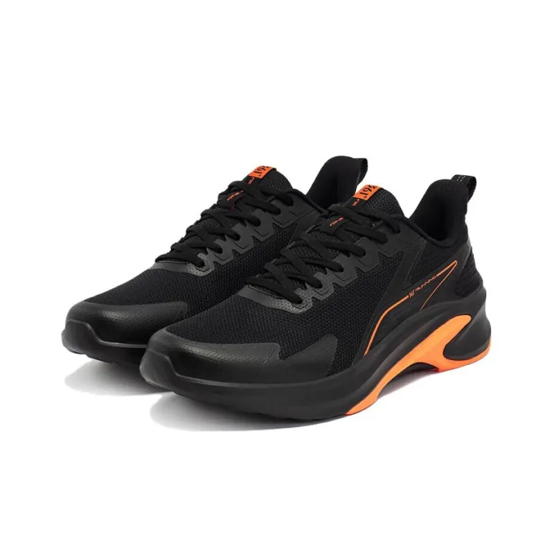361° Cushioning Abrasion Resistant Breathable Low Top Running Shoes Men's Black Orange-3