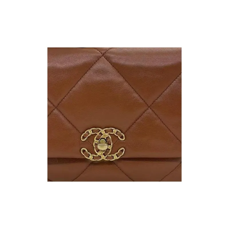CHANEL 19Bag Lambskin Crossbody Bag, Shoulder Bag Tubas Women's Brown-1