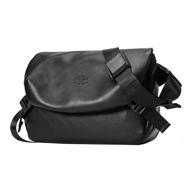 ROSEROOEN PU Messenger Bag Shoulder Bag Crossbody Bag Regular Unisex Pure Black-1