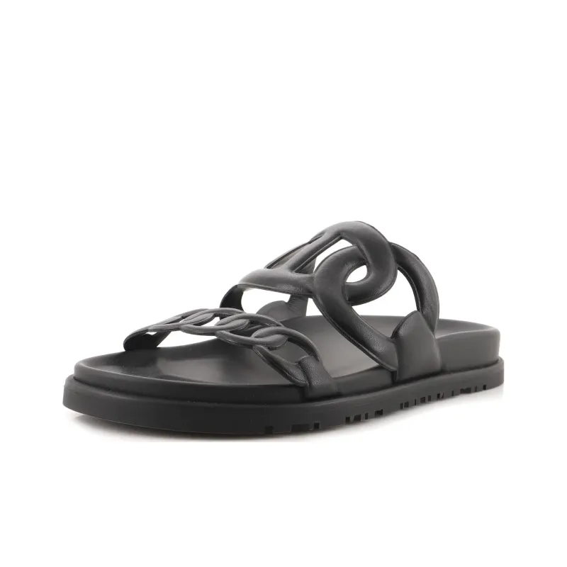 HERMES Quiet Slide Slippers Women's Black-1