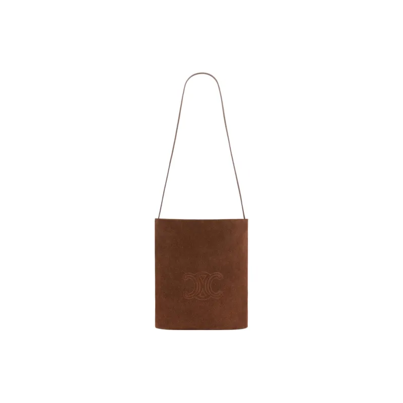 CELINE Triomphe Arc De Triomphe Cow Leather Suede Bucket Bag, Shoulder Bag, Crossbody Bag Men's Brown-1