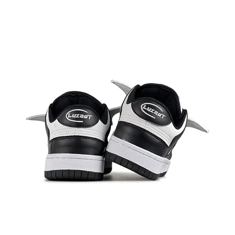 LuzaoT SUPER DRAG Wings Shoes Low Top Skateboard Shoes Unisex White Black-4