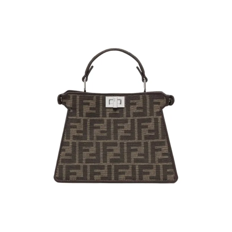 FENDI Peekaboo ISeeU Jacquard FF Fabric Shoulder Bag Crossbody Bag Handbag Women's Brown-1