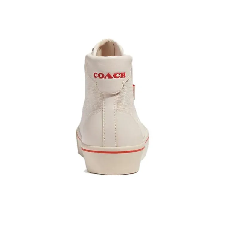 COACH Ufe High Top Stylish Skateboarding Shoes Women's Ecru-4
