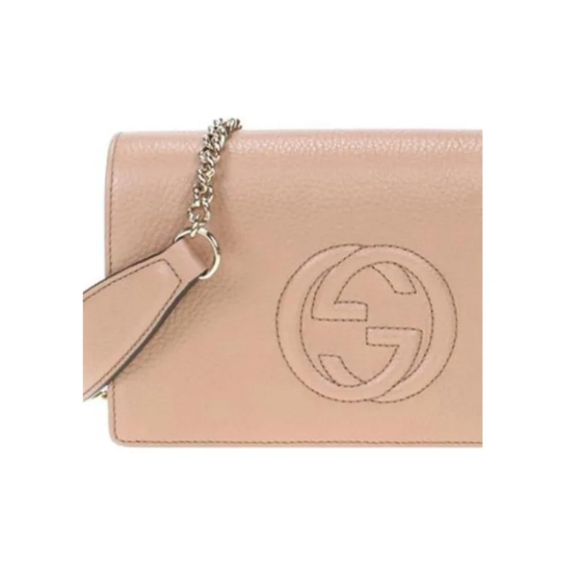 GUCCI Litchi Grain Leather Shoulder Bag Crossbody Bag Women's Light Brown-7
