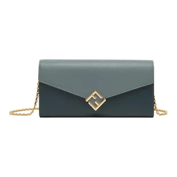 FENDI FF Diamonds Series Calfskin Shoulder Bag Crossbody Bag Wallet Regular Women's Green