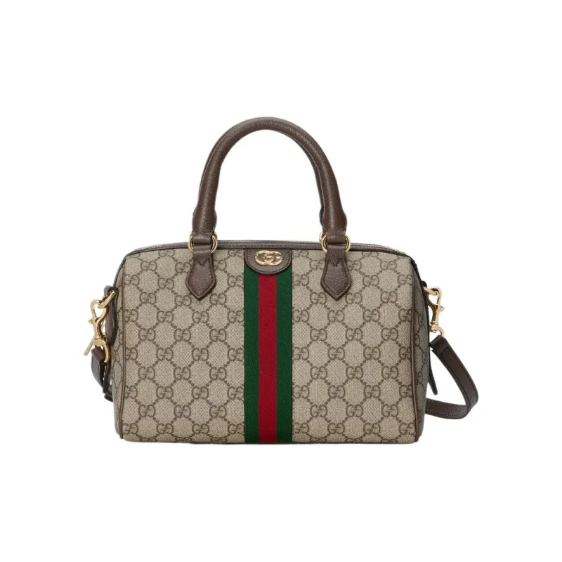 GUCCI Ophidia Canvas With Leather Binding One Shoulder Crossbody Canvas Bag Handbag Small Size Women's Brown-0