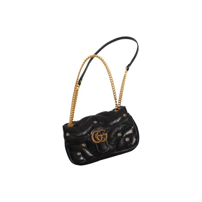 GUCCI GG Marmont Quilting Leather Crossbody Bag Shoulder Bag Women's Black-1