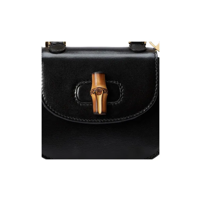 GUCCI Bamboo 1947 Leather Handbag, Shoulder Bag, Crossbody Bag Extra Mini Women's Black-7