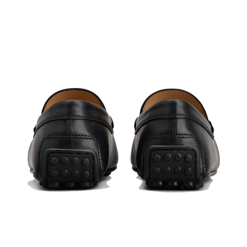 TOD'S Double T Plaque Round Toe Loafers-3