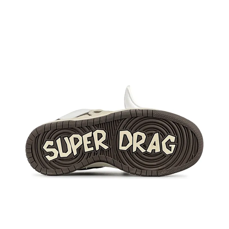 LuzaoT SUPER DRAG Wings Shoes Low Top Skateboard Shoes Unisex White Brown-5