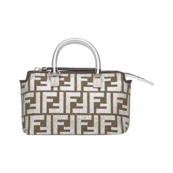 FENDI By The Way Series Polyester With Cotton Boston Bag, Shoulder Bag, Crossbody Bag, Handbag Mini Women's Silver