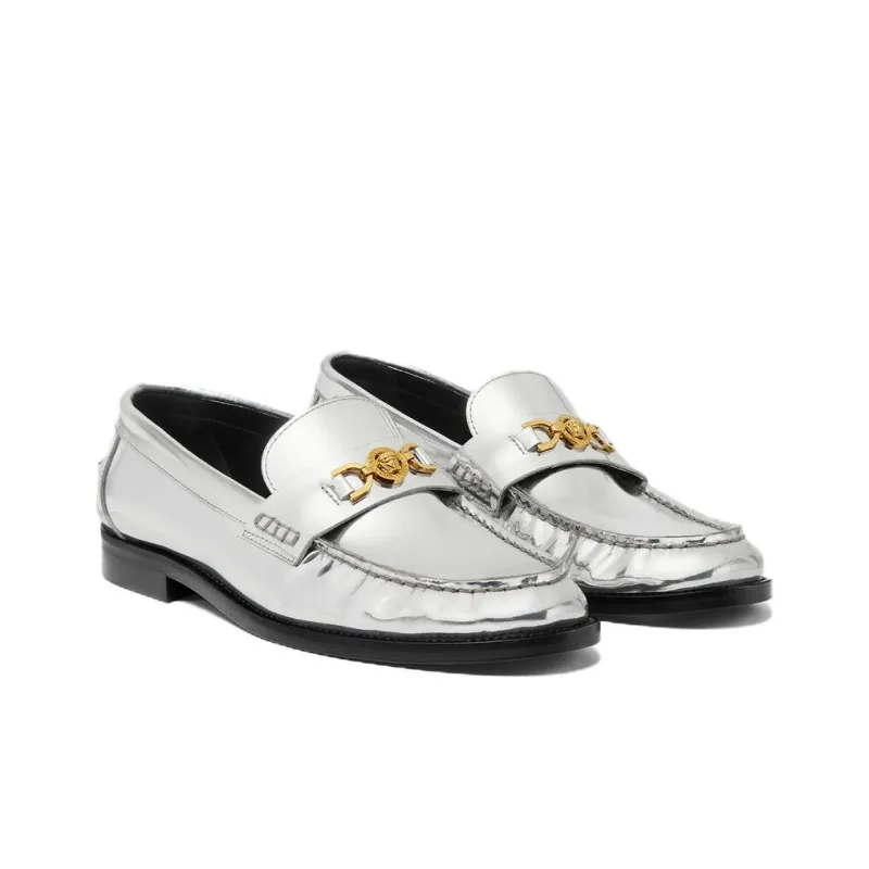 VERSACE Medusa Metallic Leather Loafers-2