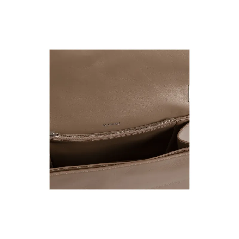 Balenciaga CRUSH Calfskin Handbag Shoulder Bag Medium Size Women's Brown-3