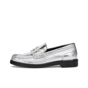 FENDI Baguette Metallic Leather Loafers