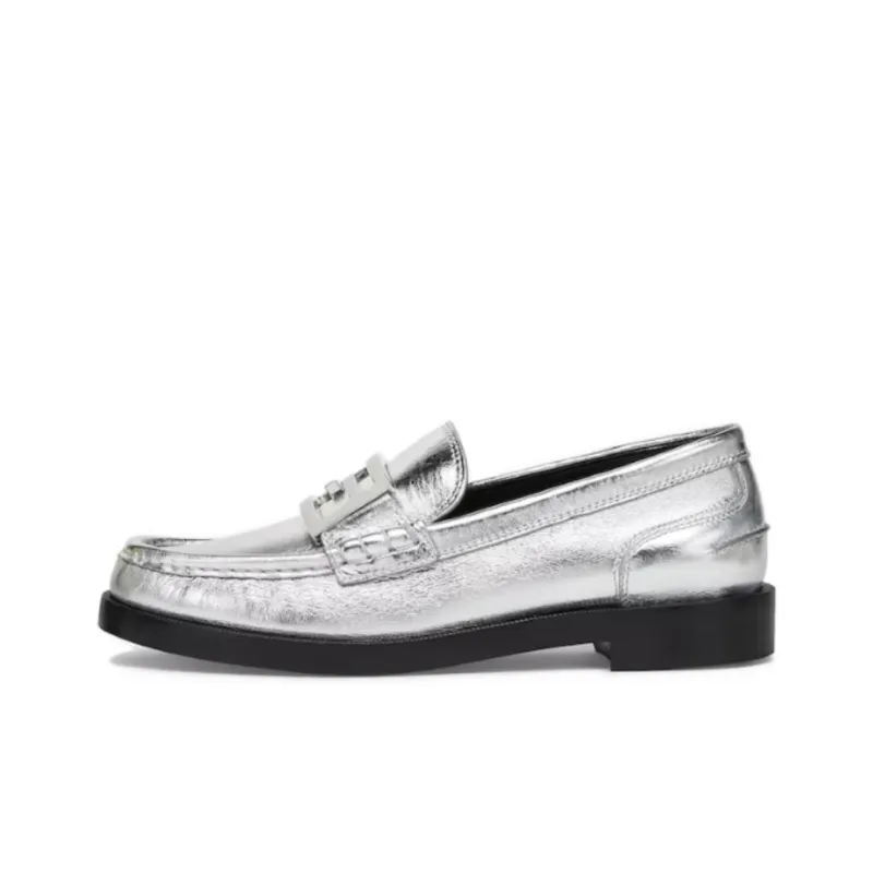 FENDI Baguette Metallic Leather Loafers-0