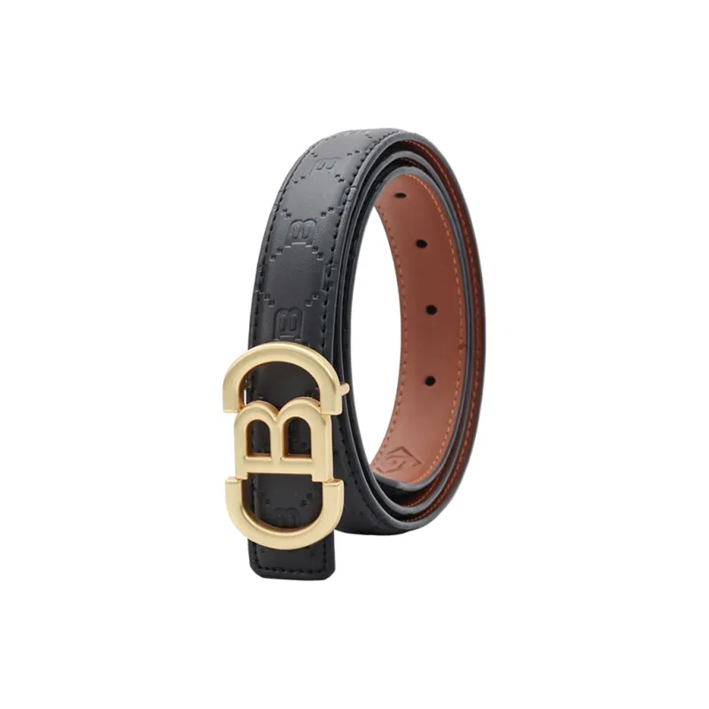 NINE NAIL Retro Trend All Over Print Monogram Plate Buckle Pvc Cow Leather Leather Belts Women's Width  2.5cm-7