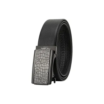 PIERRE CARDIN Men's Stainless Steel Automatic Buckle Belt Pants Cow Leather Belts Men's 3.4cm