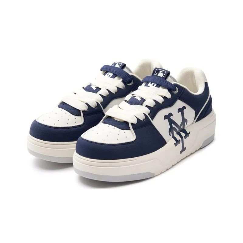 MLB Chunky Liner Anti Slip Wear Resistant Low Top Skateboard Shoes Unisex White Blue-2