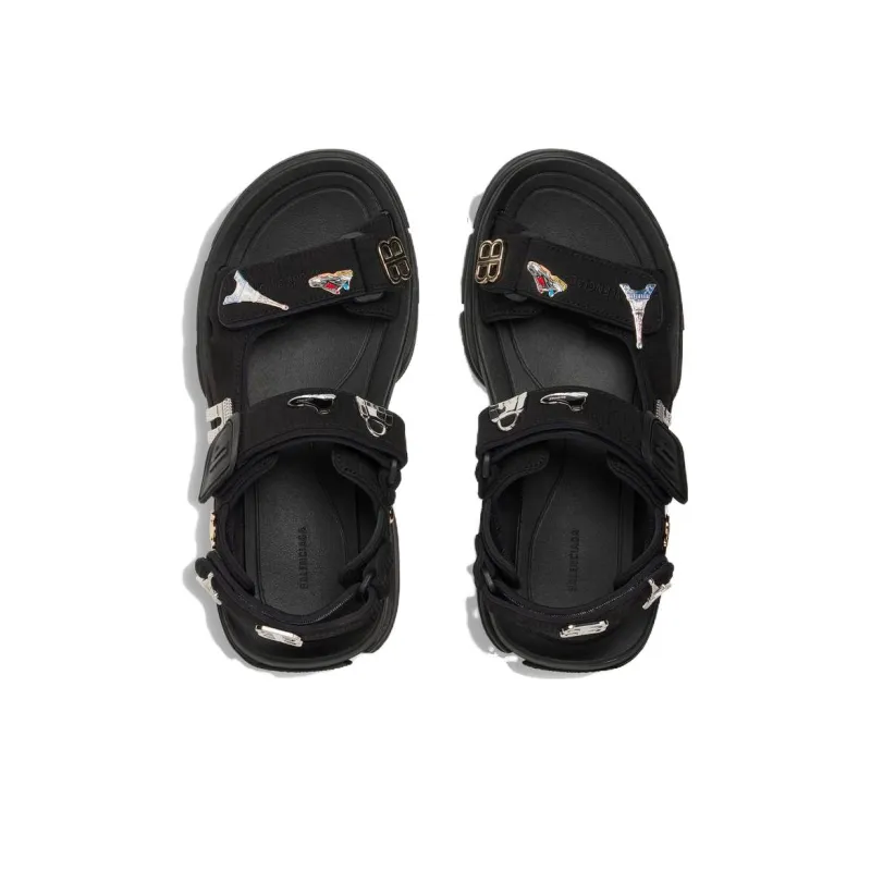Balenciaga Tourist Beach Sandals Women's Black-3